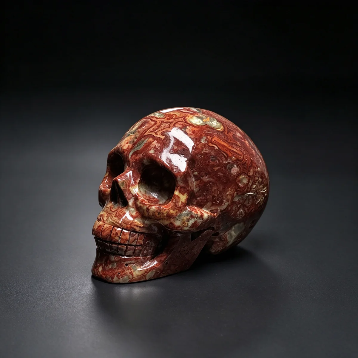 4.63″ Crazy Lace Agate Crystal Skull — CS-260011
